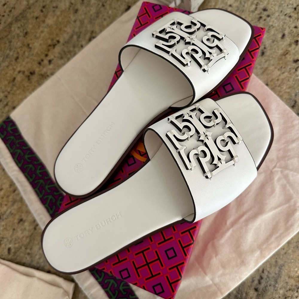 New Tory Burch slides white millet - Picture 3 of 5